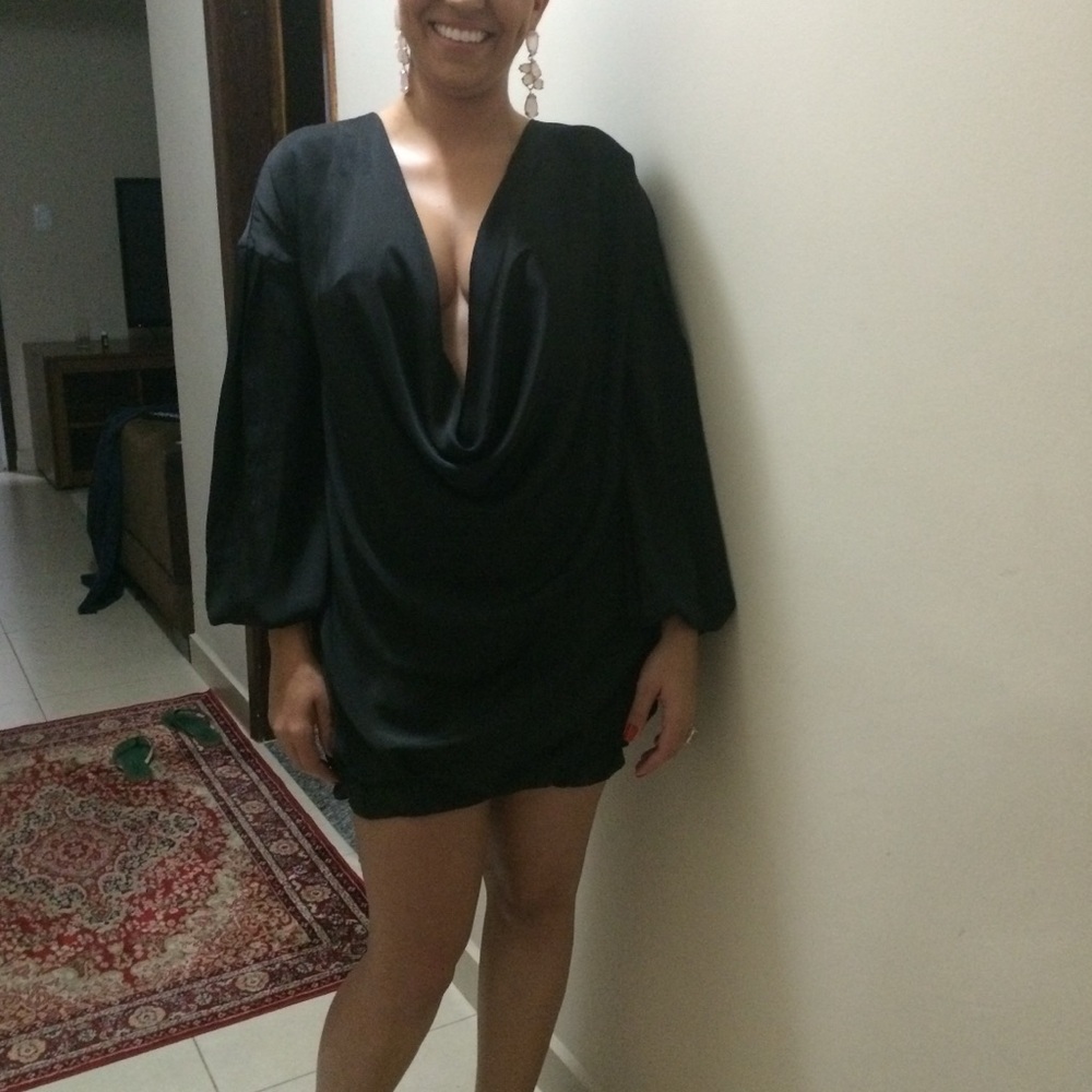Elegant Black Draped Dress